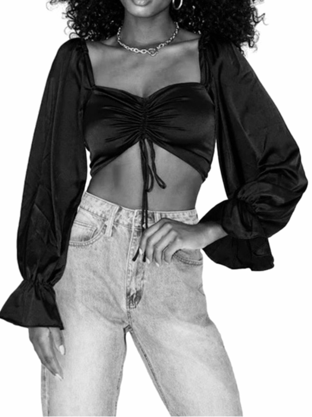 Princess Polly Jolie Long Sleeve Cropped
Black Top Size 8 whimsigoth Fantasy